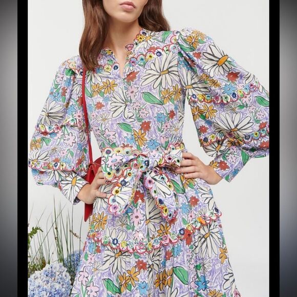 NWT Celia B Oliver MIDI Dress in Embroidered Floral Crayon XL - Picture 3 of 16